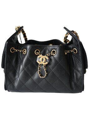Chanel Caviar Quilted Small Hobo Bags Gold Hardware Black